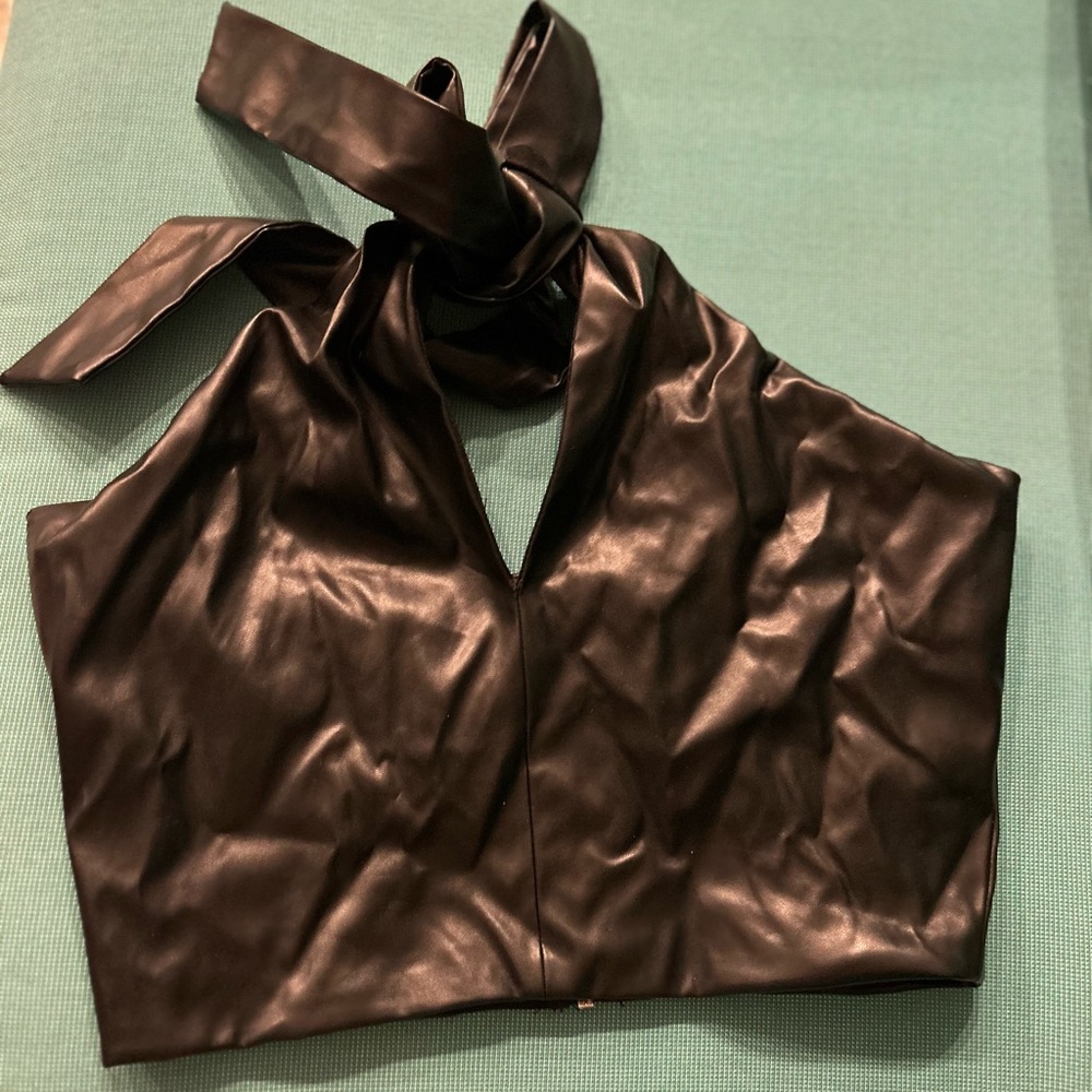 Windsor Black Faux Leather Top